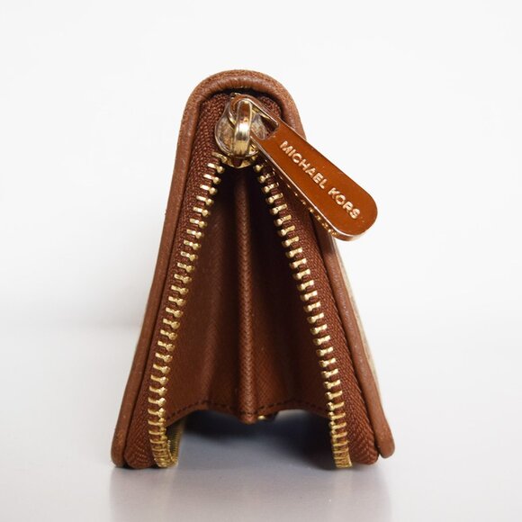 Michael Kors Beige Jet Set Travel Signature Canvas and Leather Three Quarter-Zip - Picture 9 of 15